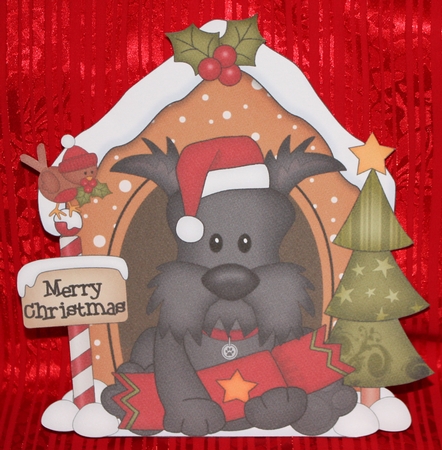 3D Shaped Christmas Kennel Card Kit - Little Scottie Dog by Marion Kimberley-Scott