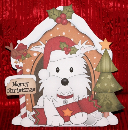 3D Shaped Christmas Kennel Card Kit - Little Westie Dog by Marion Kimberley-Scott