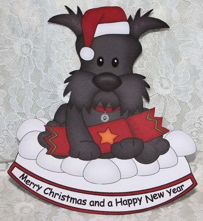 3D Shaped Rocking Christmas Card Mini Kit - Little Scottie Dog by Marion Kimberley-Scott