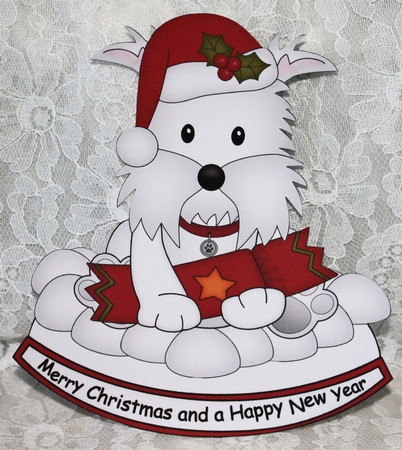 3D Shaped Rocking Christmas Card Mini Kit - Little Westie Dog by Marion Kimberley-Scott