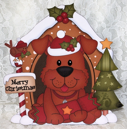3D Shaped Christmas Kennel Card Kit - Little Rusty Dog by Marion Kimberley-Scott
