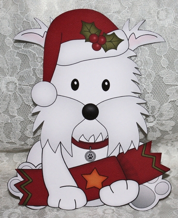 3D Shaped Christmas Card Kit - Little Westie Dog by Marion Kimberley-Scott