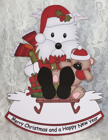 3D Shaped Rocking Christmas Card Mini Kit - Little Scottie Dog by Marion Kimberley-Scott