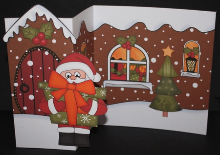 3D Shaped No-Hole Fold Back Christmas Card Mini Kit - Santa has an Xmas Present by Marion Kimberley-Scott