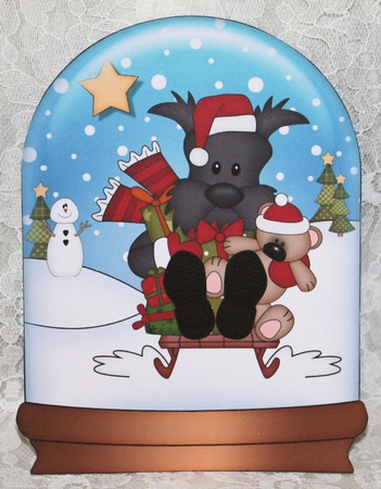 3D Shaped Christmas Snow Globe Card Kit - Little Scottie Dog by Marion Kimberley-Scott