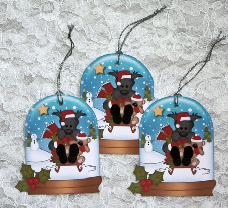 Little Scottie Dog Snow Globe Gift Tags by Marion Kimberley-Scott