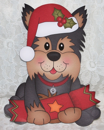 3D Shaped Christmas Card Kit - Little Yorkie Dog by Marion Kimberley-Scott