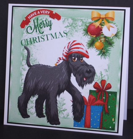 Scottish Dog in santa hat with presents 8x8 by Marion Kimberley-Scott