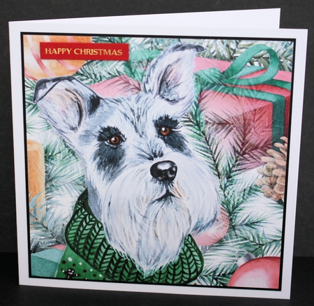 christmas Dogs 6x6 card fronts by Marion Kimberley-Scott