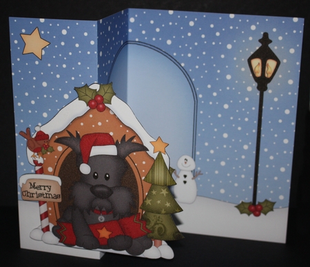 Shaped No-Hole Fold Back Christmas Kennel Card Kit - Little Scottie Dog by Marion Kimberley-Scott