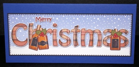 Large DL MERRY CHRISTMAS with Whisky 3D decoupage  by Marion Kimberley-Scott
