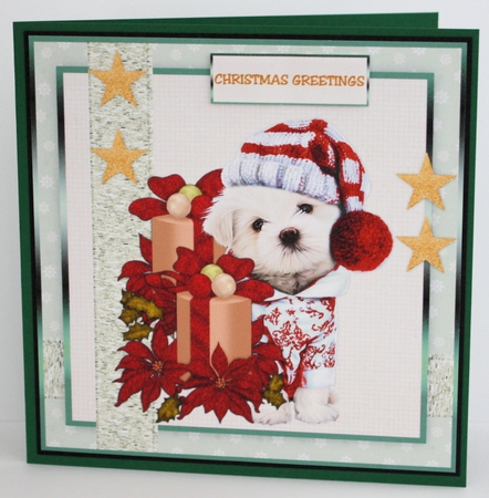 Card Topper Christmas Presents   Cute Puppy by Marion Kimberley-Scott