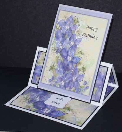 DELPHINIUMS: 4x6 Birthday Floral Topper with Decoupage by Marion Kimberley-Scott