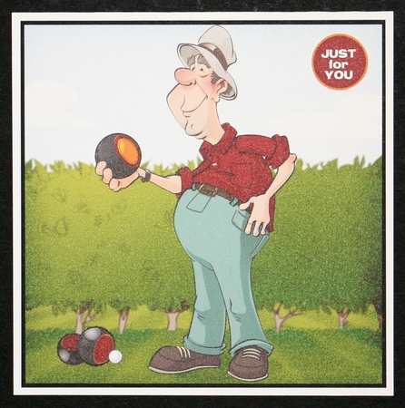 Bowling Dude Red 8x8 Quiick Card by Marion Kimberley-Scott