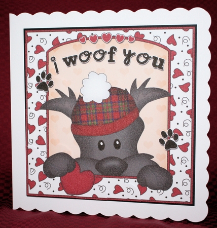 Scalloped Corner Stacker - Love, Romance, Valentine- Little Scottie Dog by Marion Kimberley-Scott