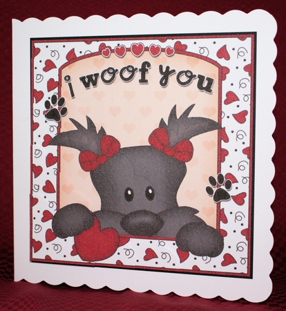 Scalloped Corner Stacker - Love, Romance, Valentine- Little Scottie Dog by Marion Kimberley-Scott