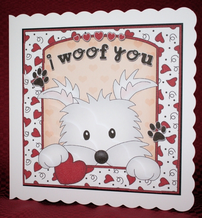Scalloped Corner Stacker - Love, Romance, Valentine- Little Westie Dog by Marion Kimberley-Scott