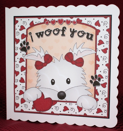 Scalloped Corner Stacker - Love, Romance, Valentine- Little Westie Dog by Marion Kimberley-Scott
