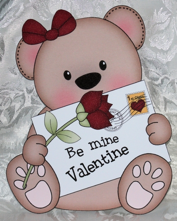 3D Shaped Card Mini Kit - Cute Romantic Teddy has a Valentines Card by Marion Kimberley-Scott