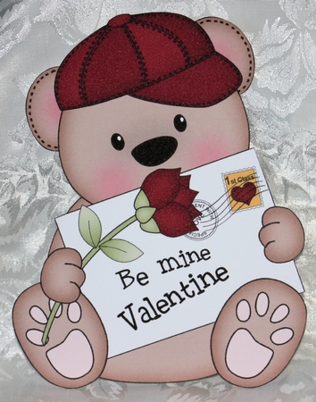 3D Shaped Card Mini Kit - Cute Romantic Teddy has a Valentines Card by Marion Kimberley-Scott