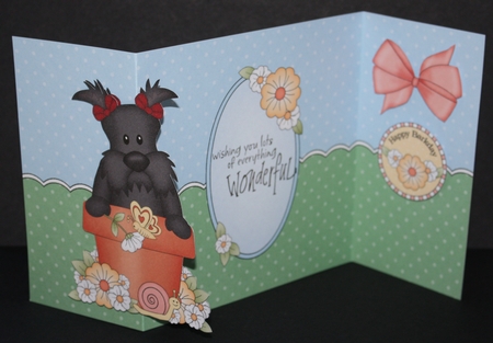 3D Shaped No-Hole Fold Back Card Kit - Flowerpot Friends - Little Scottie Dog Maisie by Marion Kimberley-Scott