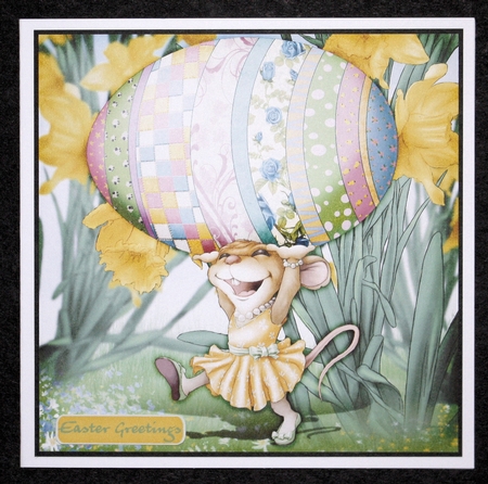 Mrs Easter Egg Mouse 8x8 Quick Card by Marion Kimberley-Scott