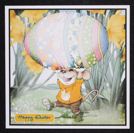 Mr Easter Egg Mouse 8x8 Quick Card by Marion Kimberley-Scott