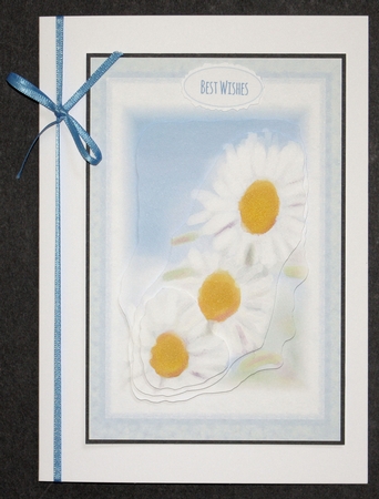 DAISY: Floral 4 x6 Card Front With 4 Layers of Decoupage &Commercial Use by Marion Kimberley-Scott