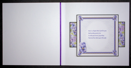 PURPLE PANSY INSERTS: 1 Blank, 1 WIth Verse, Plus Bonus Gift Tag & Commercial Use by Marion Kimberley-Scott