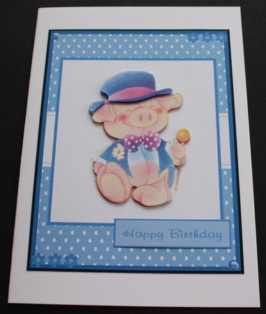 Male birthday card or Fathers day greeting card with a cute pig by Marion Kimberley-Scott