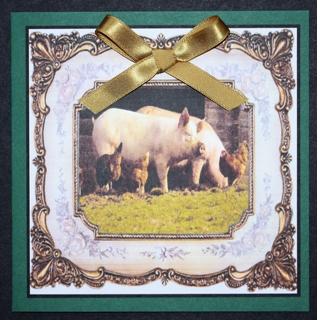 VINTAGE FRAME PIGS n CHICKENS by Marion Kimberley-Scott