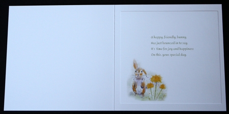 2 HAPPY BUNNY RABBIT INSERTS: 1 Blank, 1 With Verse, & Bonus Gift Tag by Marion Kimberley-Scott