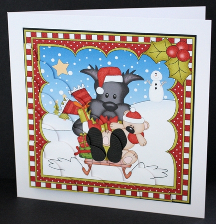 Christmas Scalloped Corner Stacker - Little Scottie Dog by Marion Kimberley-Scott