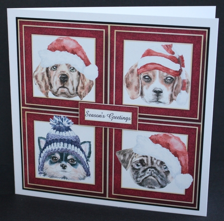 Christmas Hats Dogs Quad Frame 8x8 by Marion Kimberley-Scott