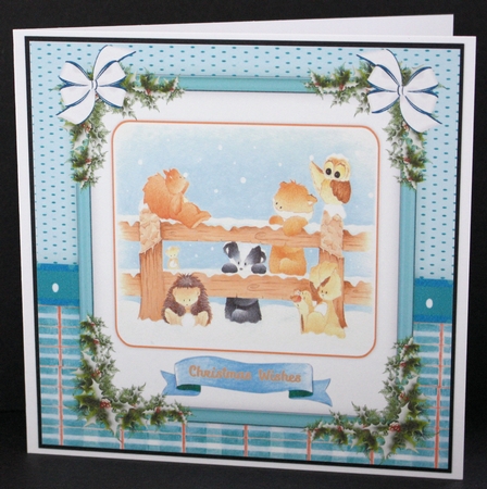 4, Card Fronts + 2 Inserts Christmas Forest Friends  by Marion Kimberley-Scott
