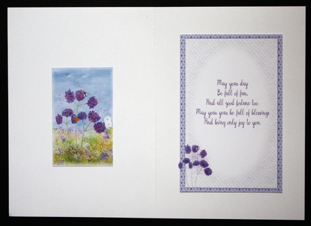 VERBENA: 2 Purple Floral Inserts (1 Blank, 1 With Verse) & 4 Bonus Verses by Marion Kimberley-Scott