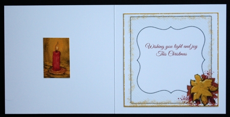2 GOLD POINSETTIA CHRISTMAS INSERTS: 5 by 5 Inserts, 1 Blank, 1 With Verse/Sentiments by Marion Kimberley-Scott