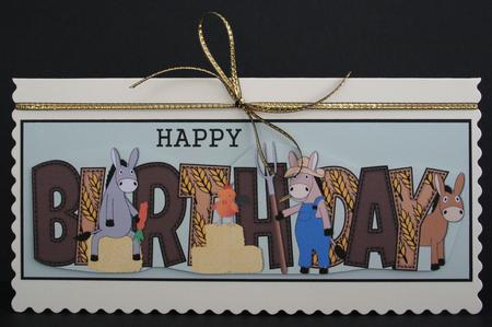 Country Donkeys Birthday Large Dl by Marion Kimberley-Scott