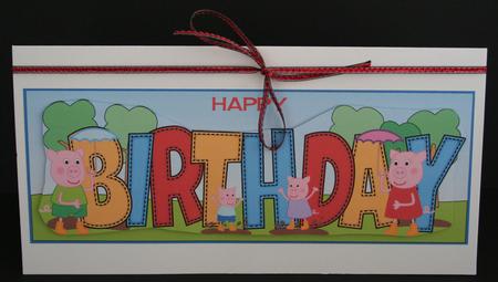 Pinkie Pigs Day Out Birthday Large Dl by Marion Kimberley-Scott