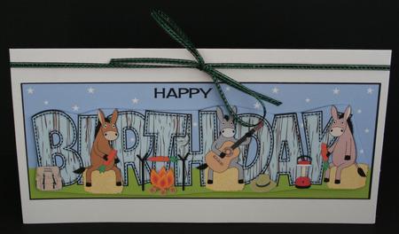 Camping Donkeys Birthday Large Dl by Marion Kimberley-Scott