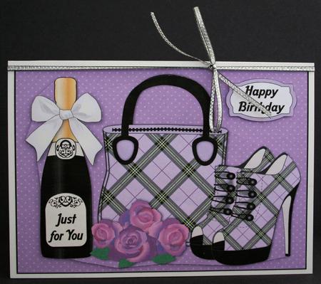 Tartan Handbag, Shoes, Purple Roses & Bubbly by Marion Kimberley-Scott
