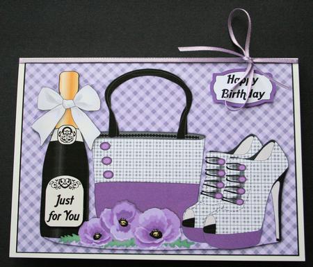 Plaid Handbag, Shoes, Purple Poppies & Bubbly by Marion Kimberley-Scott