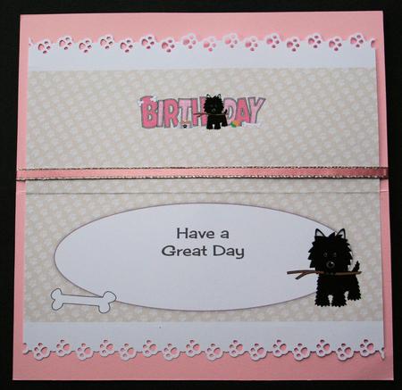 Black Jazz the Dog with Stick Birthday Large Dl 3 Insert by Marion Kimberley-Scott