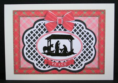 Nativity Silhouette Oval Trellis Decoupage Card Topper by Marion Kimberley-Scott