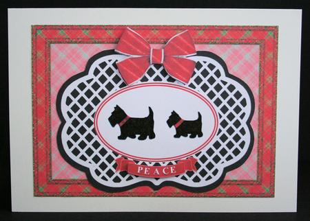 Scottish Terriers Oval Trellis Decoupage Card Topper by Marion Kimberley-Scott