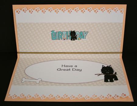Black Jazz the Dog with Stick Birthday Large Dl 2 Insert by Marion Kimberley-Scott