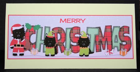 Santa Jazz the Dog & Elves Christmas Large Dl 2 by Marion Kimberley-Scott