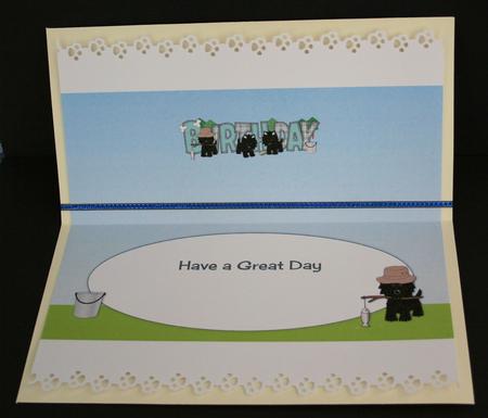 Fishing Black Jazz Dogs Birthday Large Dl Insert by Marion Kimberley-Scott