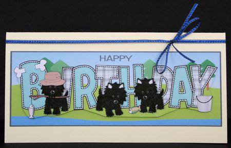 Fishing Black Jazz Dogs Birthday Large Dl by Marion Kimberley-Scott
