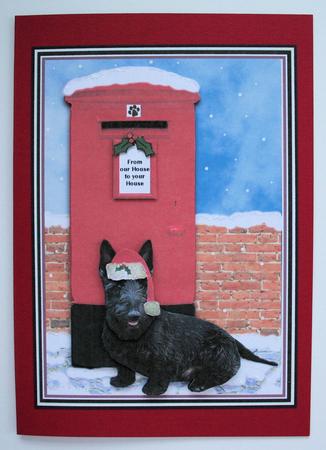 Scottie Dog Christmas Post Box Scene Decoupage by Marion Kimberley-Scott